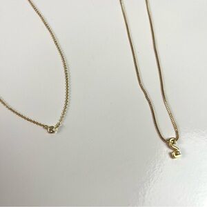 Set of 2 Gold Toned Necklaces Initial “S” and Clear Stone Necklace